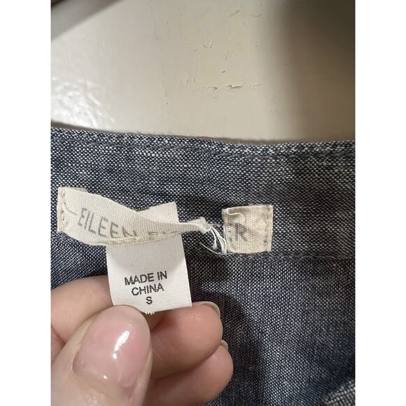 Eileen Fisher Women’s Chambray Shift Dress Sz S Blue Minimalist Timeless Capsule - Picture 5 of 10